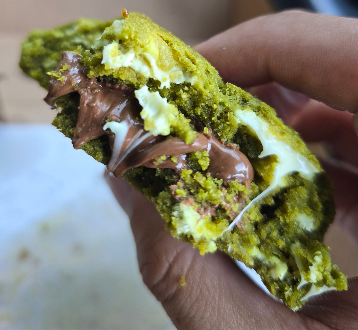 Matcha NYC Cookie with nutella